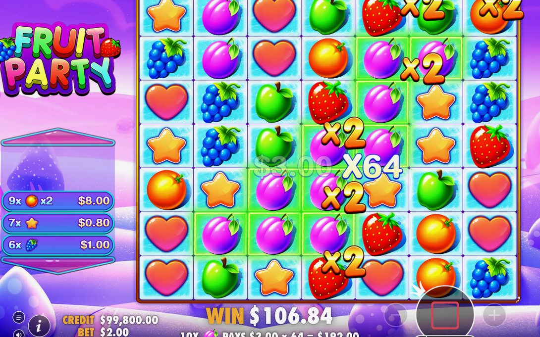 Free Spins grid with the 2x and 4x multiplier tiles